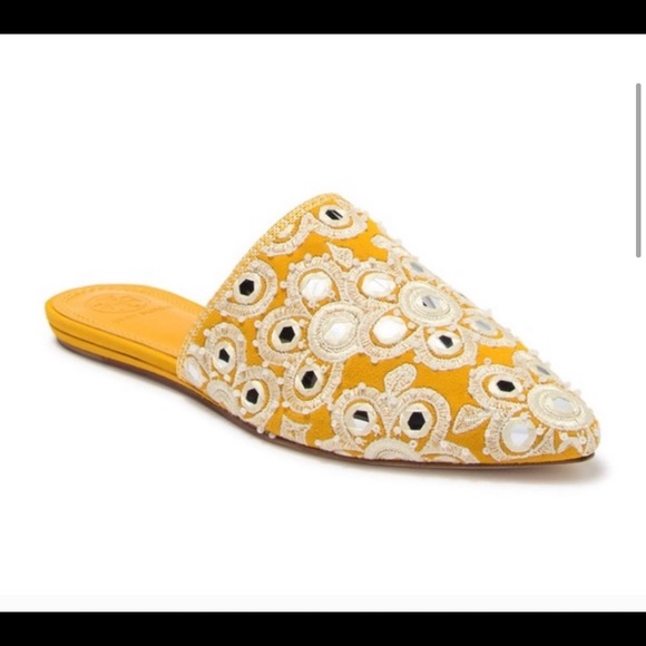 💛NWT in box TORY BURCH Elora slides yellow - Picture 2 of 8